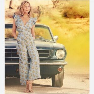 Happy Nature X Kate Hudson Blue Floral Wide Leg Jumpsuit